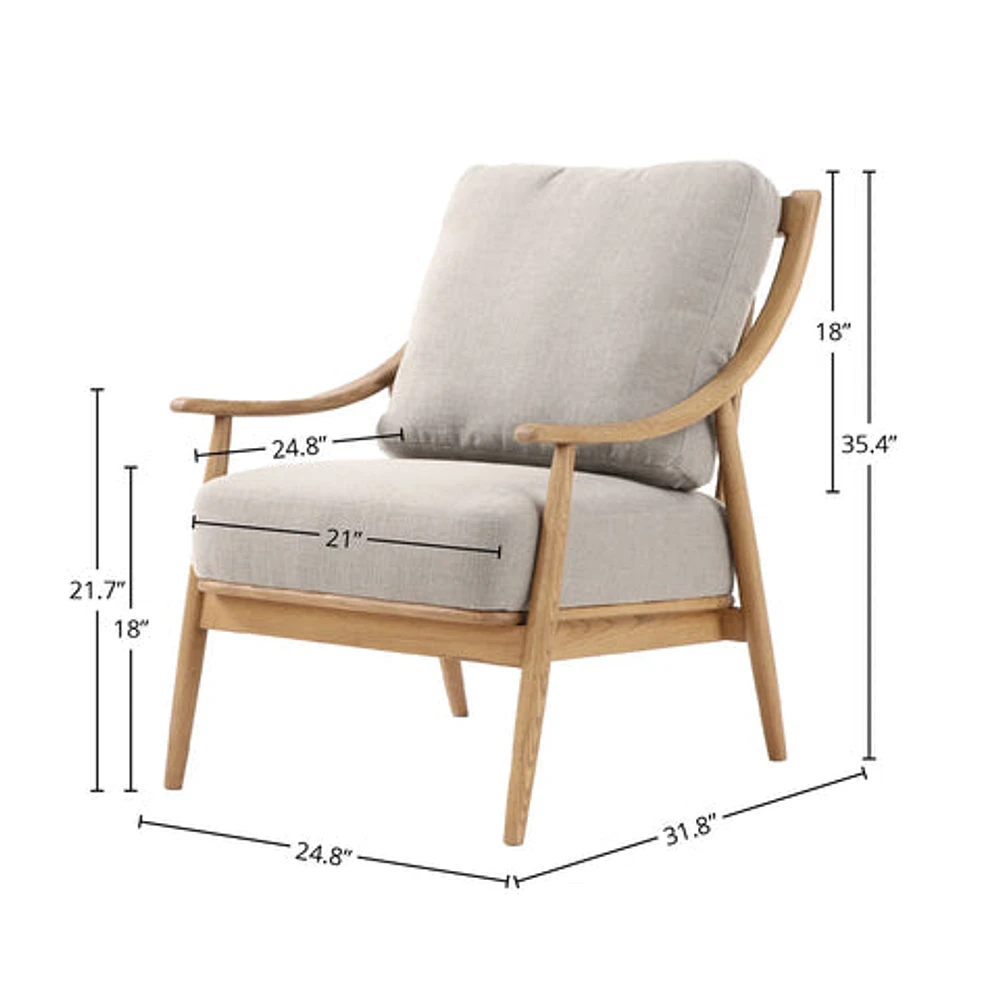 Kinsley Club Chair - Light Linen Cushions / Natural Frame