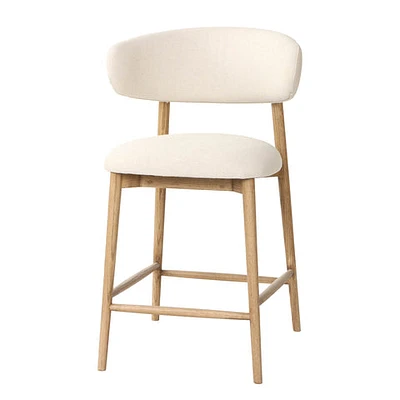 Jakarta Counter Stool with Back - Walnut/Natural Woven Seat