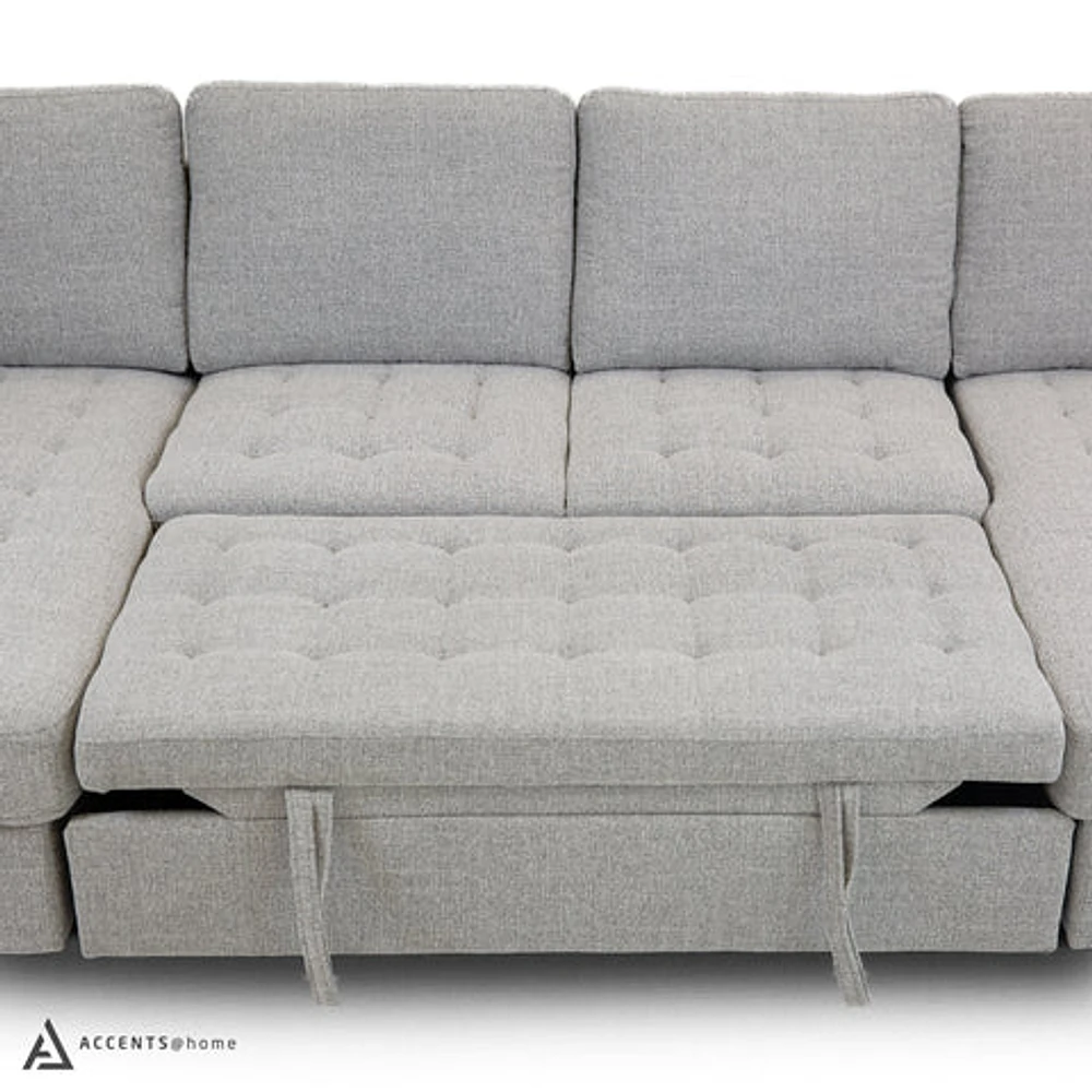 Solene U-shaped Media Sleeper Sectional - Thora Stone