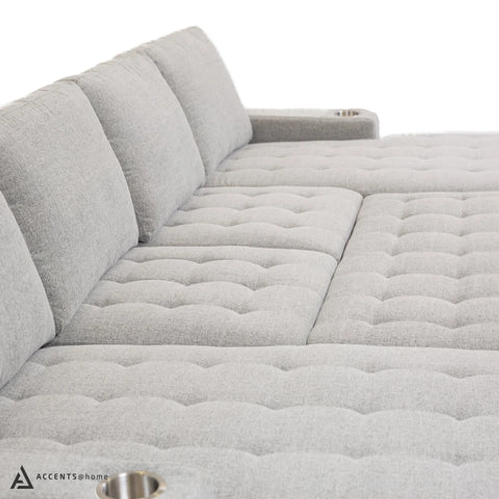 Solene U-shaped Media Sleeper Sectional - Thora Stone