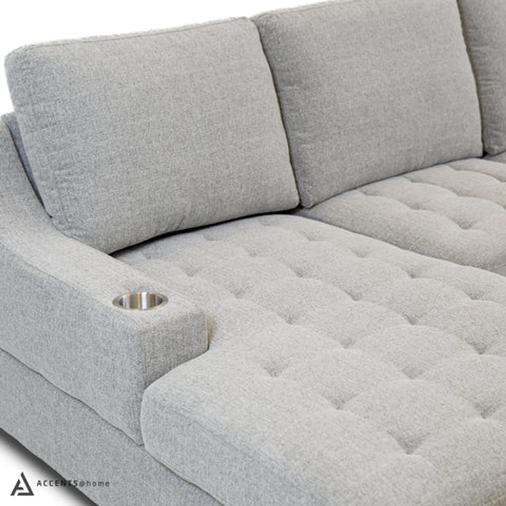 Solene U-shaped Media Sleeper Sectional - Thora Stone