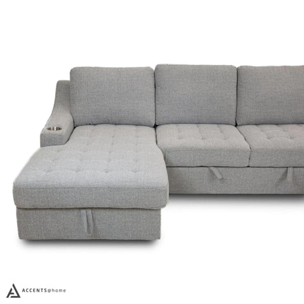 Solene U-shaped Media Sleeper Sectional - Thora Stone