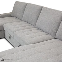 Solene U-shaped Media Sleeper Sectional - Thora Stone