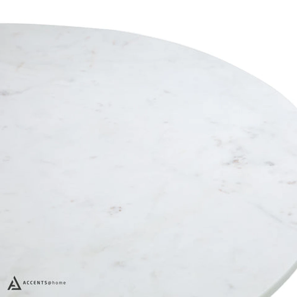 Ellington 44” Wooden Round Dining Table with Marble Top