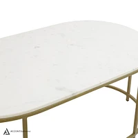 FLOOR MODEL TANE MARBLE & GOLD OVAL COFFEE TABLE