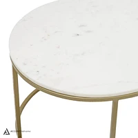 FLOOR MODEL TANE MARBLE & GOLD OVAL COFFEE TABLE