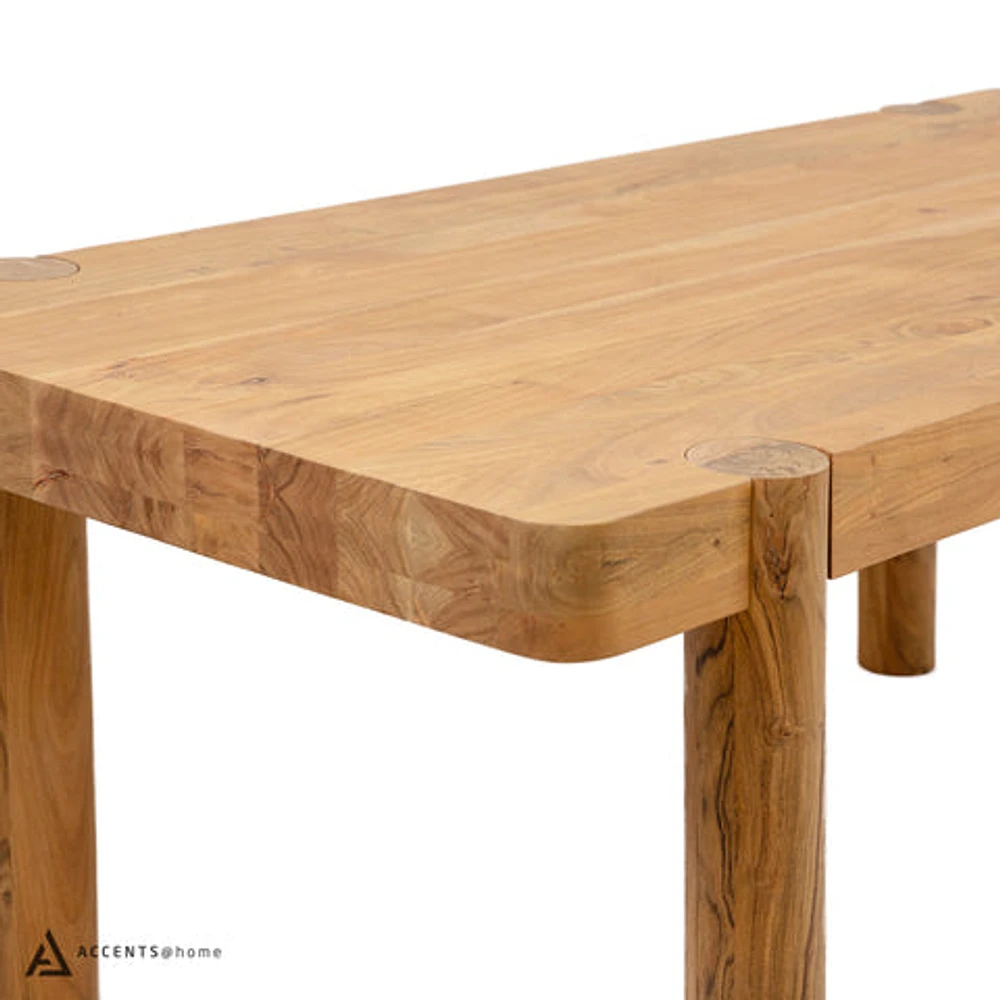 Haini Acacia Wood Round Leg Dining Table