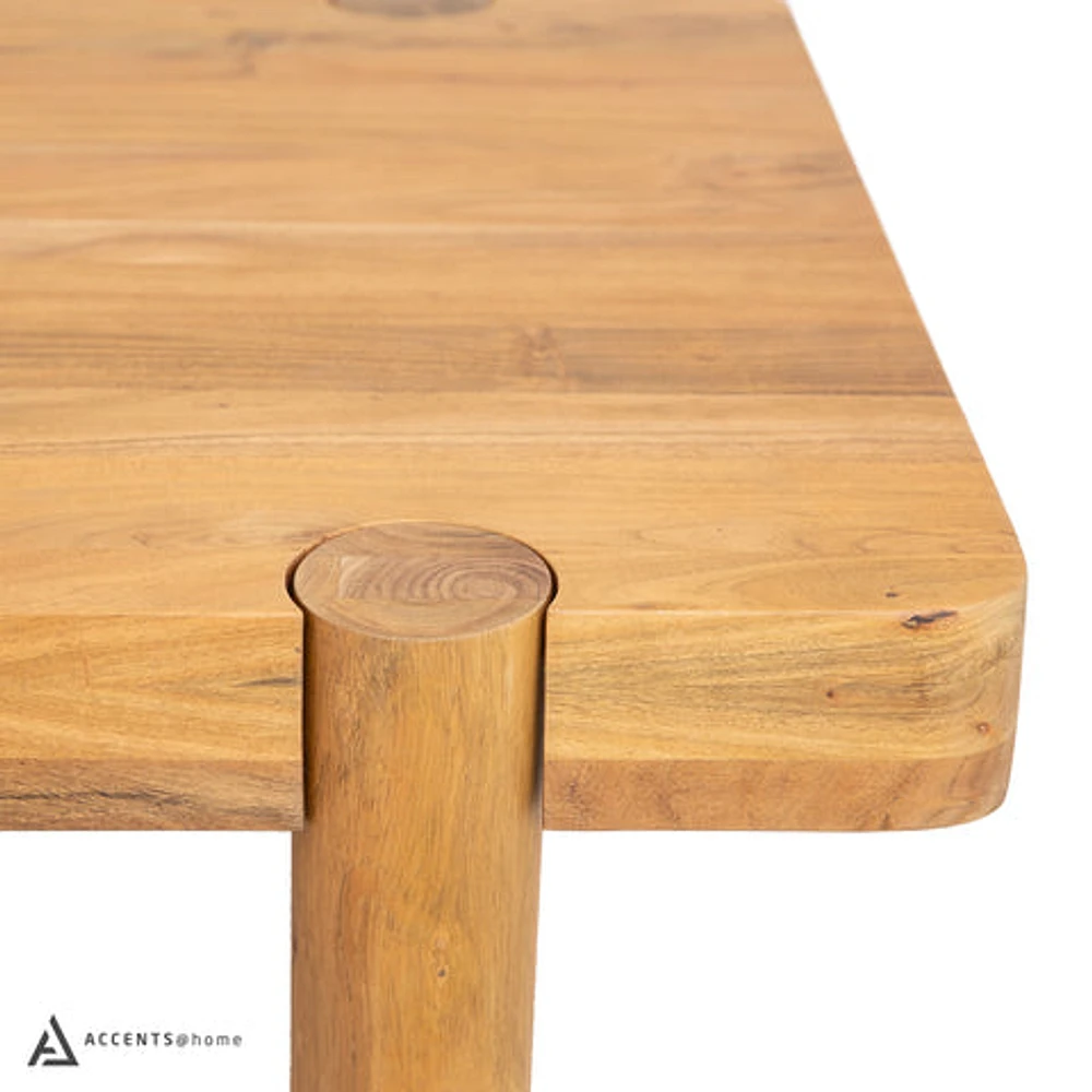 Haini Acacia Wood Round Leg Dining Table