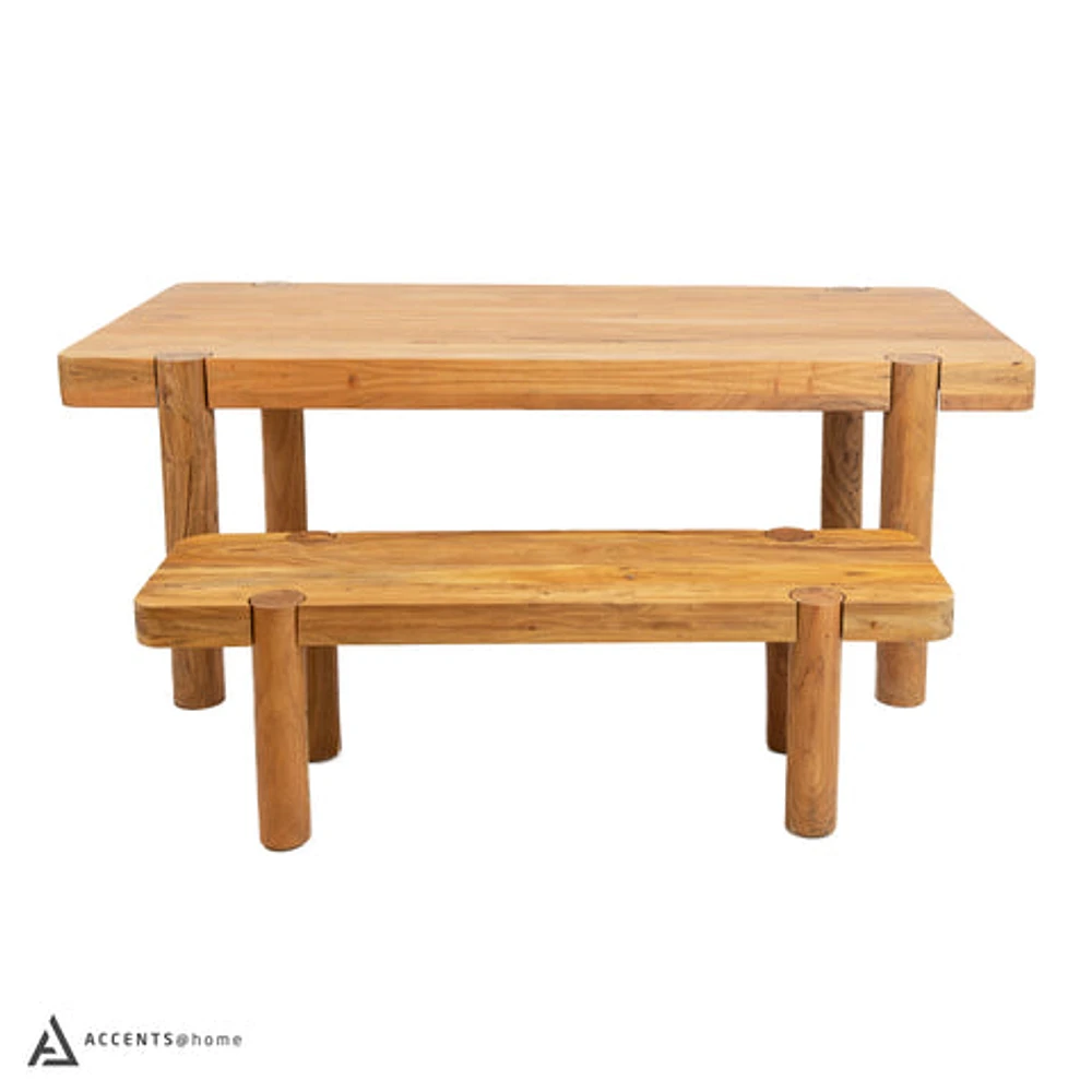 Haini Acacia Wood Round Leg Dining Table