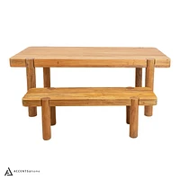 Haini Acacia Wood Round Leg Dining Table