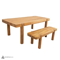 Haini Acacia Wood Round Leg Dining Table