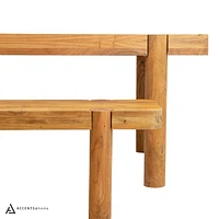 Haini Acacia Wood Round Leg Bench