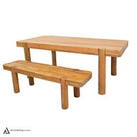 Haini Acacia Wood Round Leg Dining Table