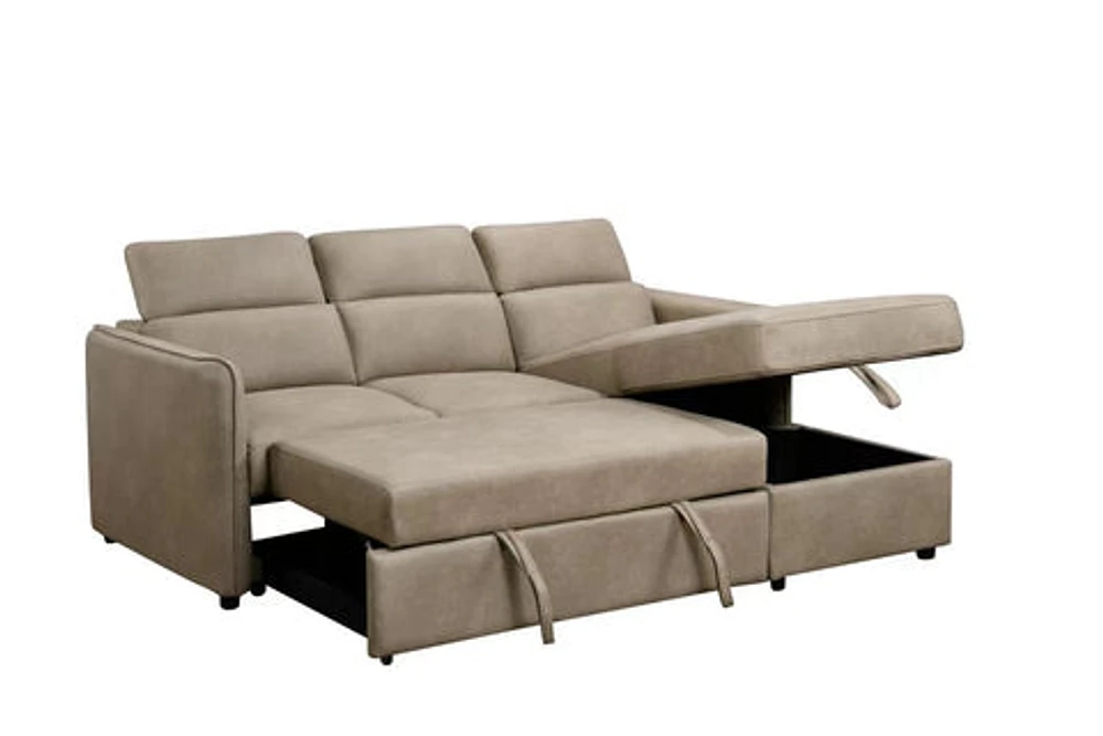 Renato Premium Fabric Sleeper Sectional - Steam Grey