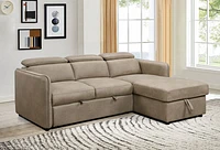 Renato Premium Fabric Sleeper Sectional - Steam Grey