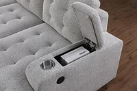 Alonso Sleeper U-shaped Premium Fabric Sleeper Sectional - Light Grey