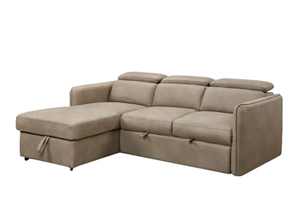 Renato Premium Fabric Sleeper Sectional - Steam Grey