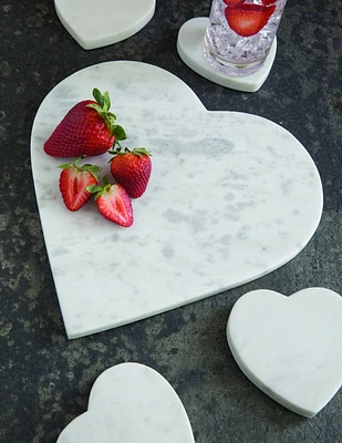 White Marble Heart Board