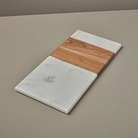 White Marble & Wood Rectangular Board