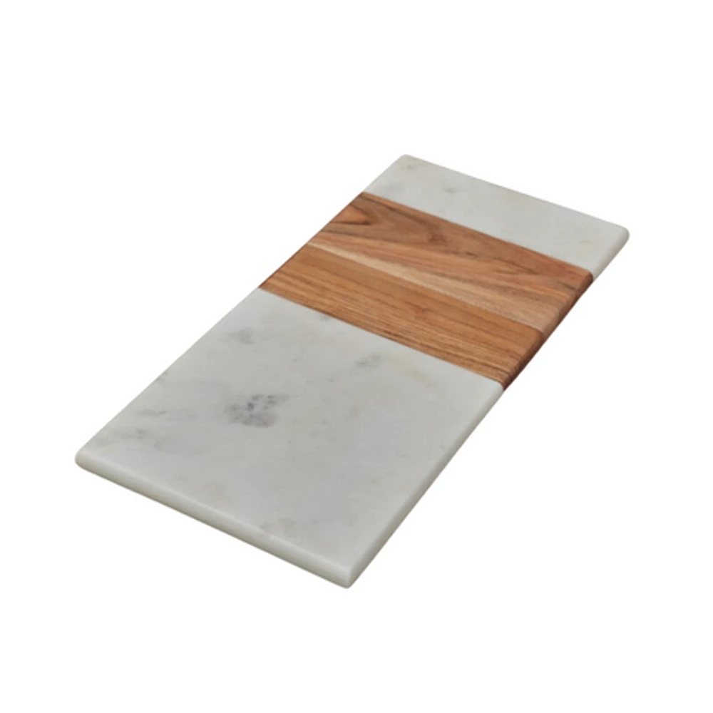 White Marble & Wood Rectangular Board