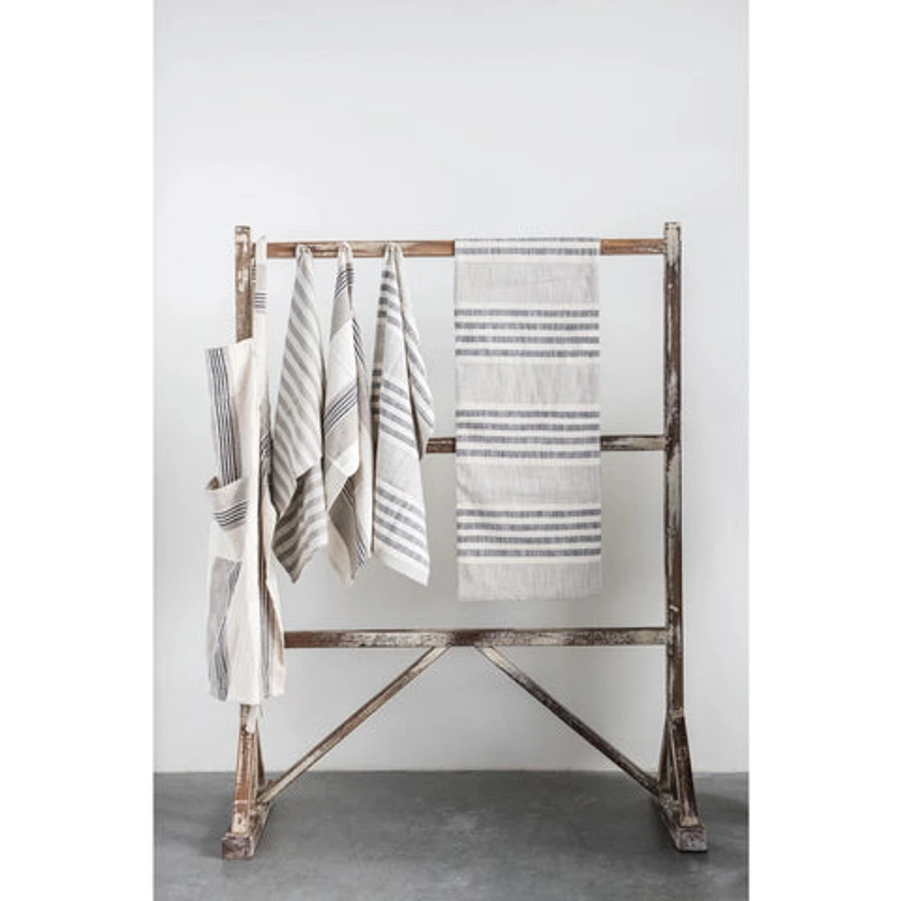 Woven Cotton Striped Tea Towels - Set of 3