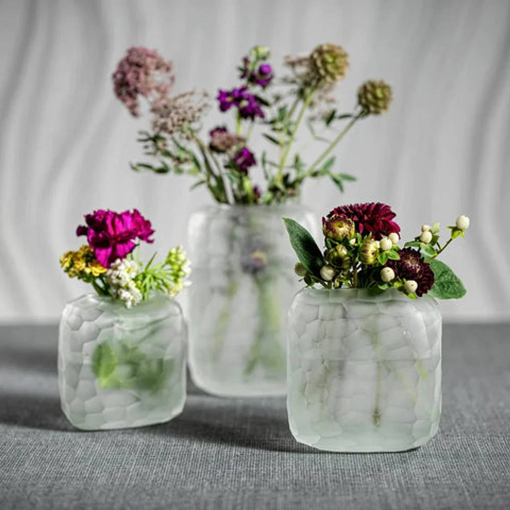 Hammered Frosted Glass Vase