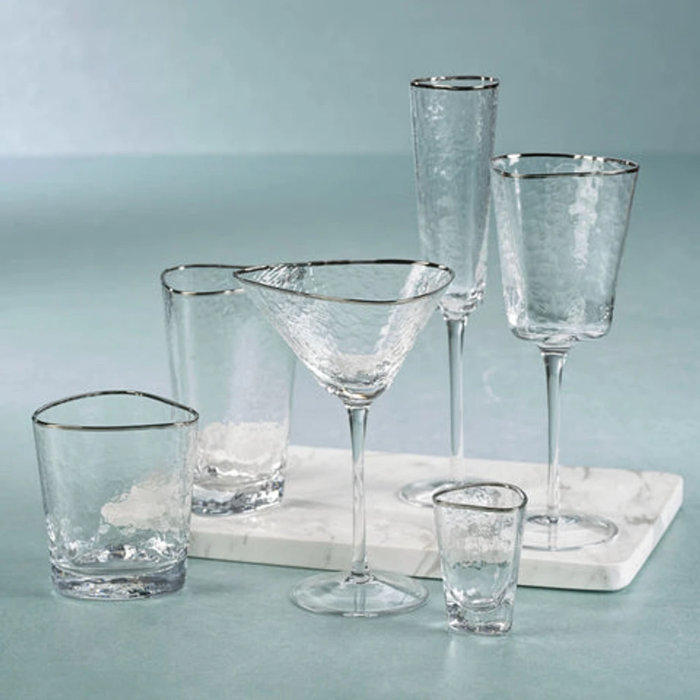 Aperitivo Triangular Double Old Fashioned Glass - Clear with Platinum