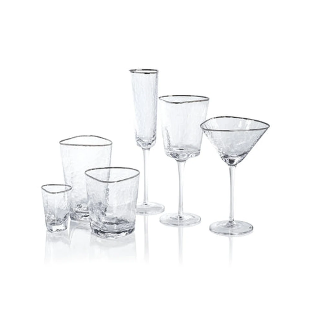 Aperitivo Triangular Double Old Fashioned Glass - Clear with Platinum