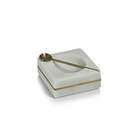 Marble Square Salt & Pepper Bowl w/ Spoon