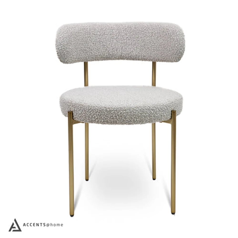 Ronda Boucle Fabric Dining Chair Brushed Brass