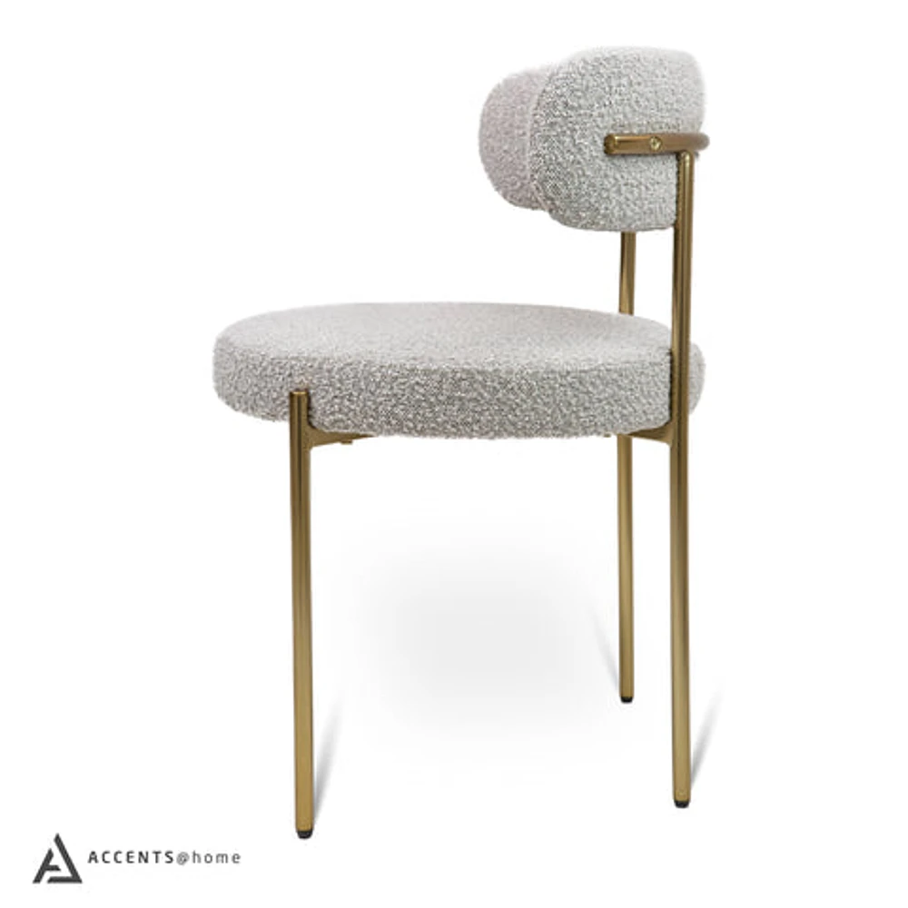 Ronda Boucle Fabric Dining Chair Brushed Brass