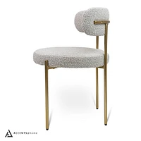 Ronda Boucle Fabric Dining Chair Brushed Brass