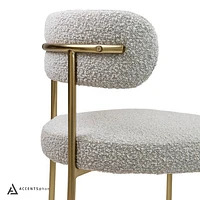 Ronda Boucle Fabric Dining Chair Brushed Brass