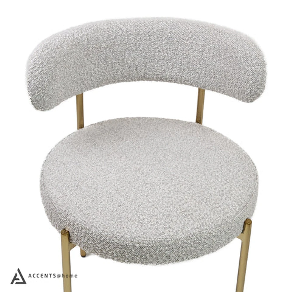 Ronda Boucle Fabric Dining Chair Brushed Brass