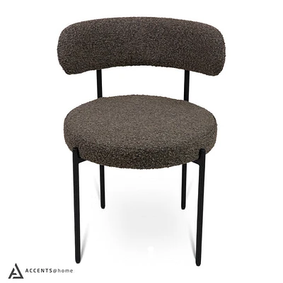 Ronda Dining Chair Boucle Fabric - Dark Brown