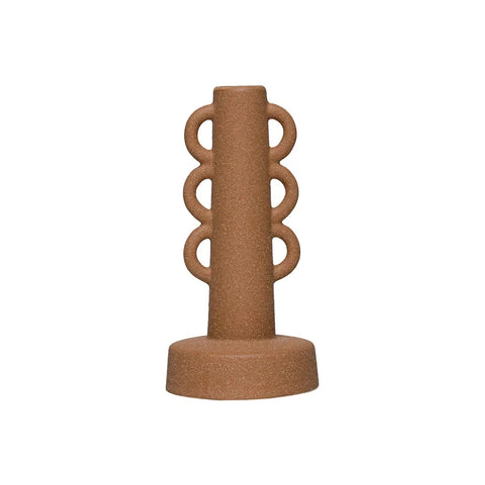 Stoneware Taper Holder w/ Handles, Sand Finish