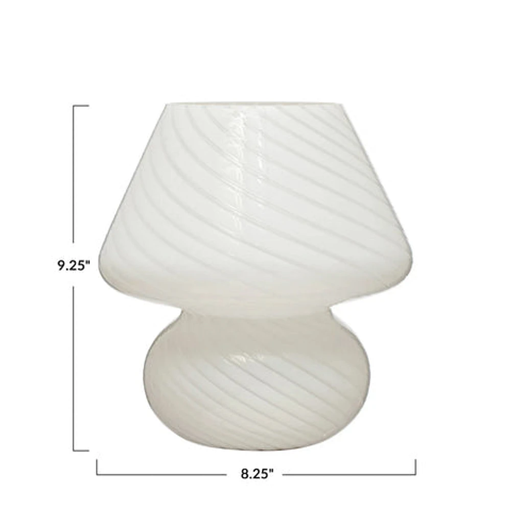 Blown Glass Table Lamp w/ Inline Switch, White