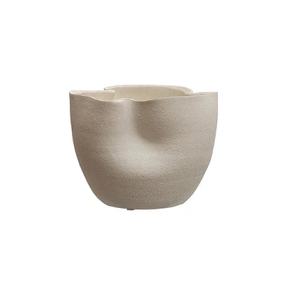 Stoneware Ruffled Planter, Reactive Glaze