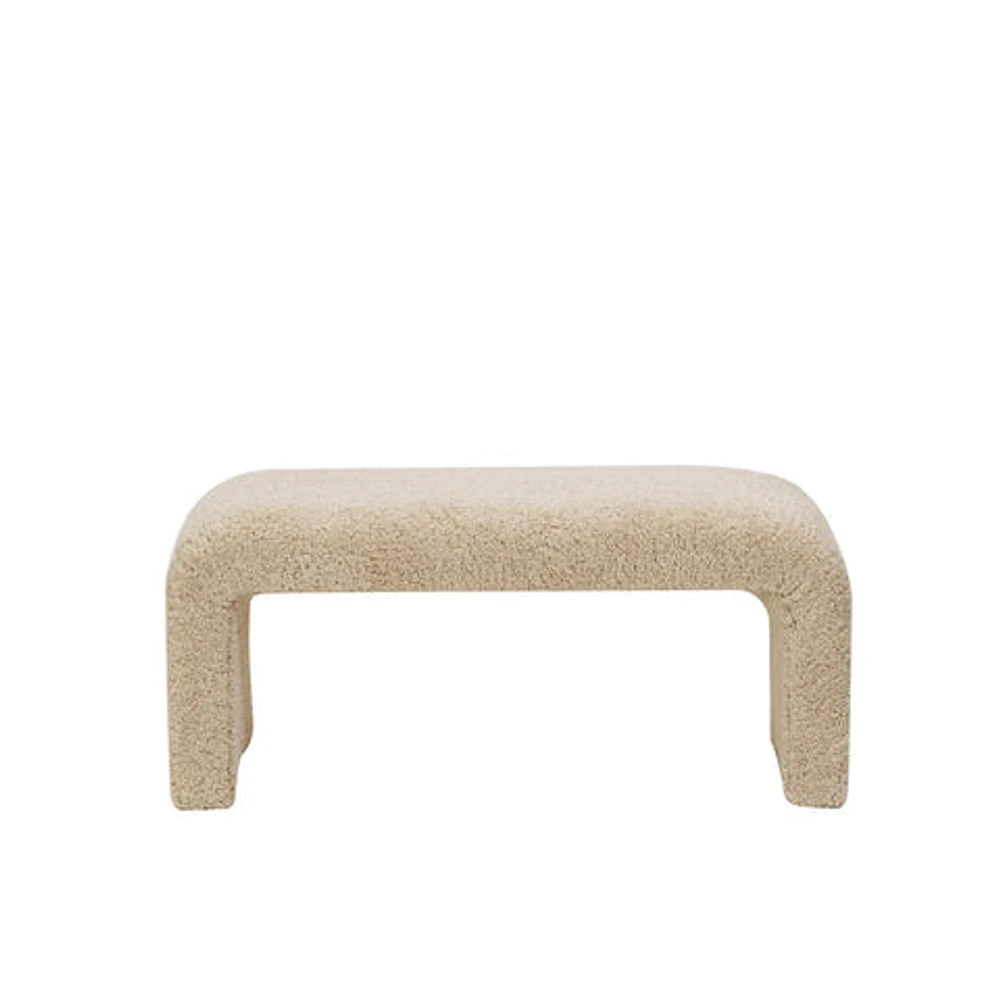 FLOOR MODEL Boucle Fabric Upholstered Waterfall Bench