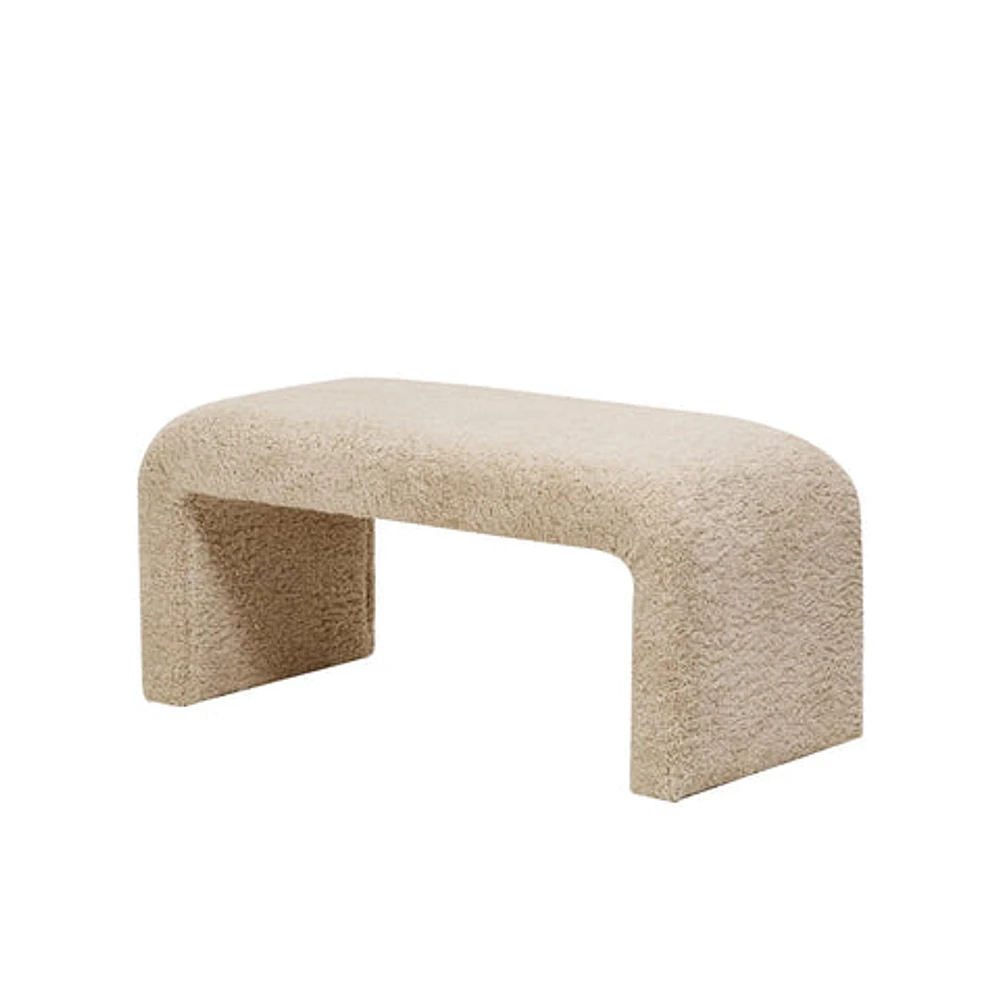 Boucle Fabric Upholstered Waterfall Bench