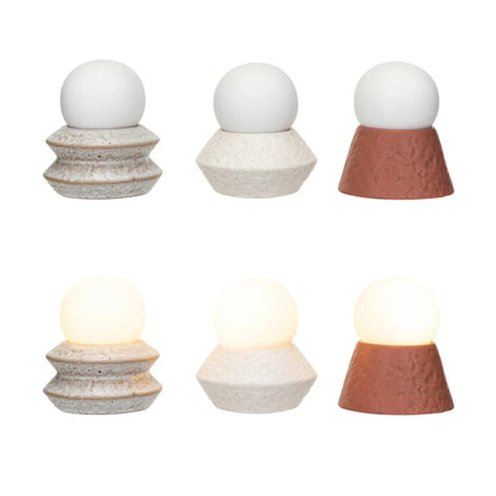 Stoneware LED Orb Light Set w/ Stand