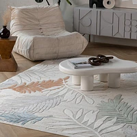Aspen Cream Tropical Leaf Rug