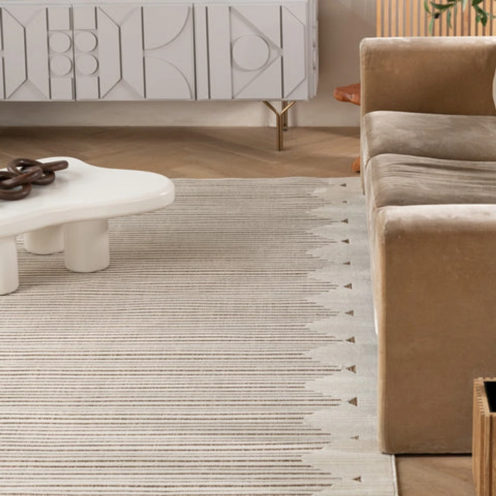 Aurora Beige Tribal Stripe Rug