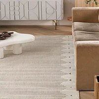 Aurora Beige Tribal Stripe Rug