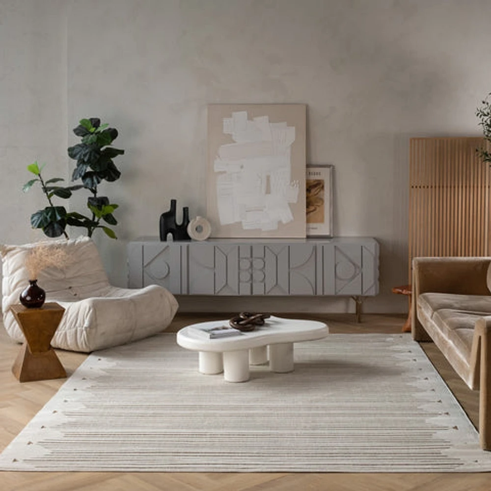Aurora Beige Tribal Stripe Rug