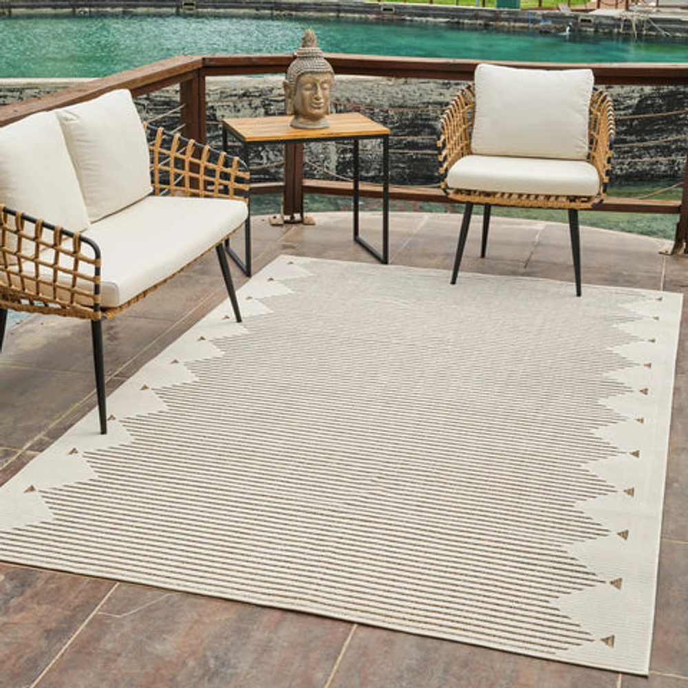 Aurora Beige Tribal Stripe Rug