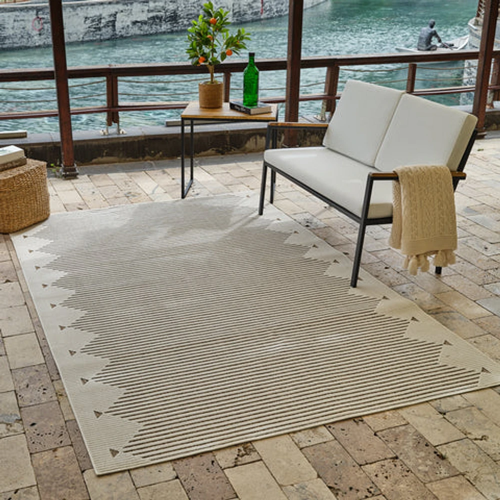 Aurora Beige Tribal Stripe Rug