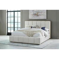 Gardenia Wood Frame Upholstered Platform Bed Cotton and Chai