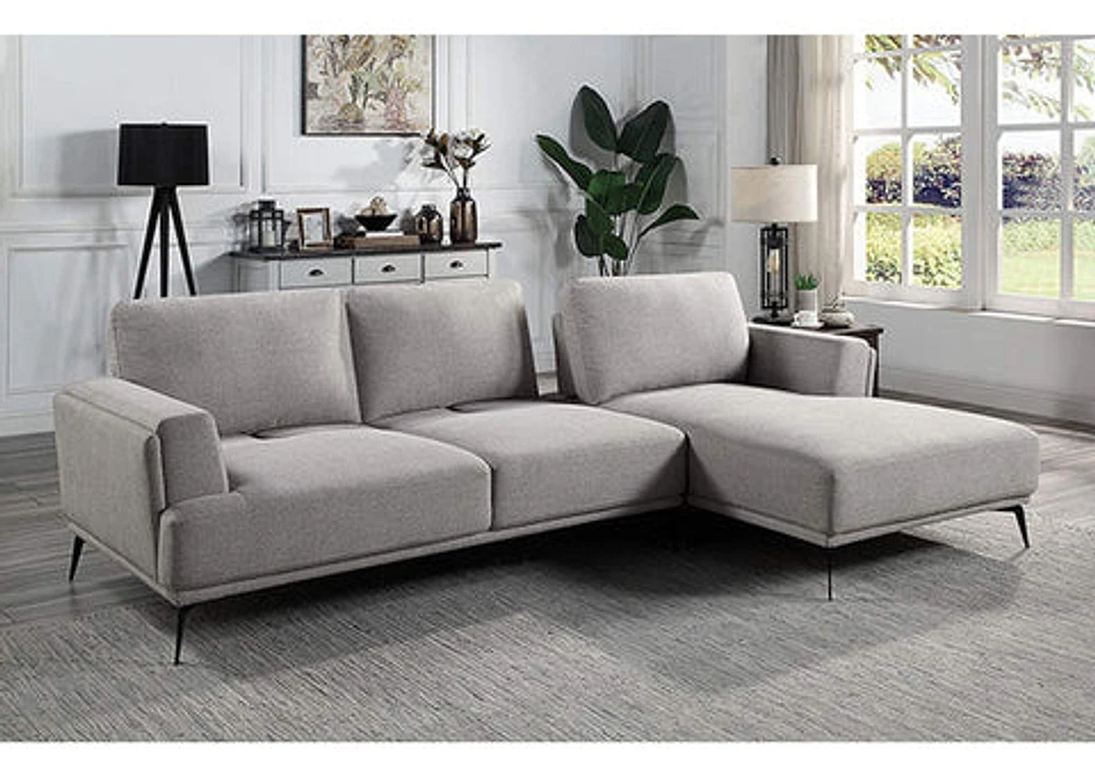 Tetra Sectional -Right Chaise-Light Grey