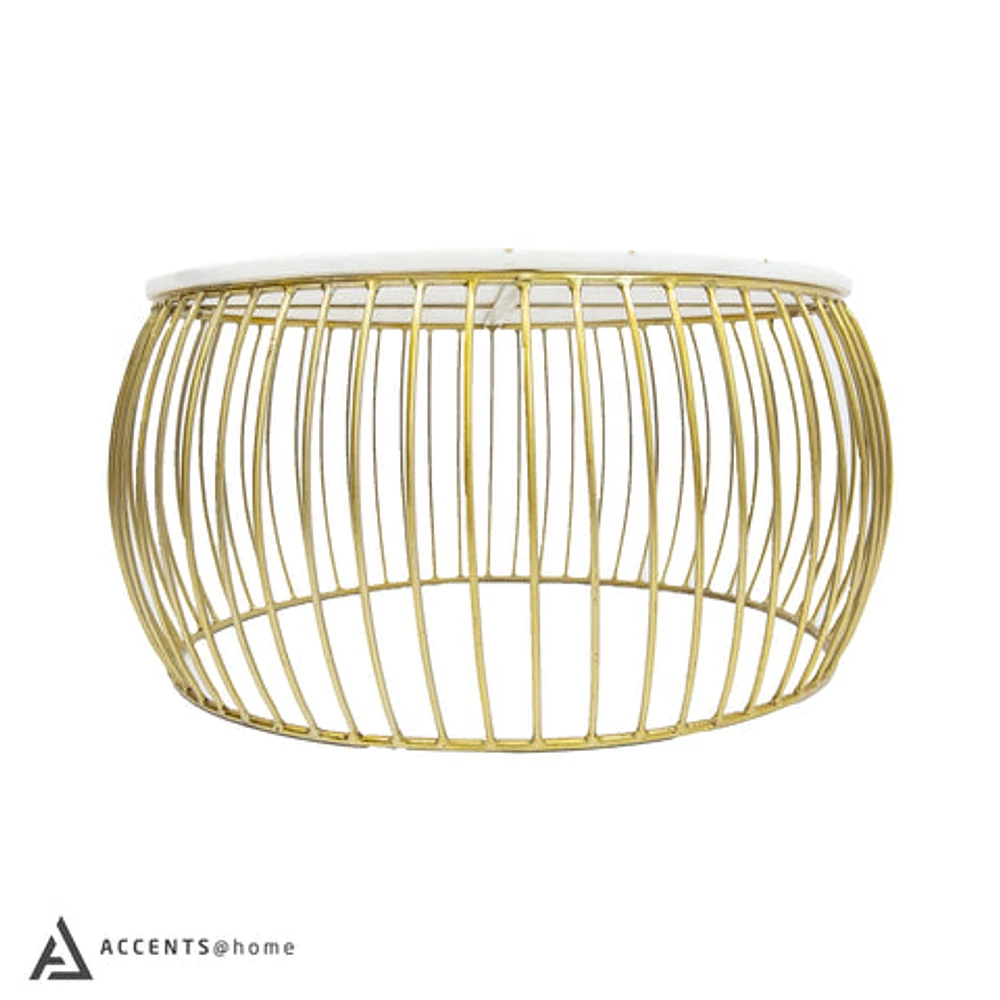 KATYA GOLD ROUND MARBLE COFFEE TABLE WIRE METAL BASE